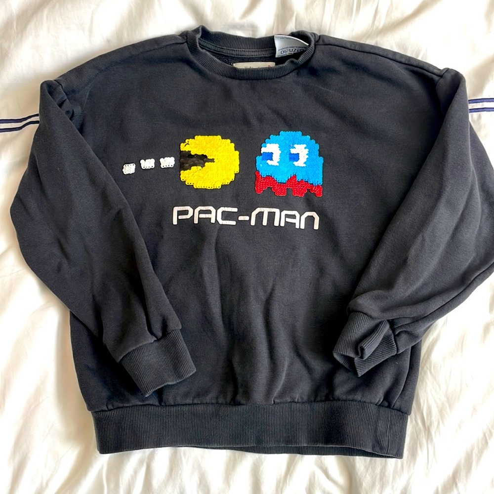 Zara size 8 PacMan sequin flip sweatshirt. Preowned